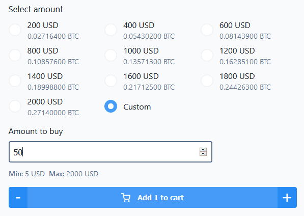 Bitrefill amount to buy